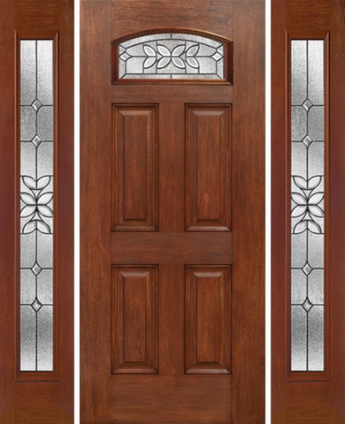 WDMA 54x80 Door (4ft6in by 6ft8in) Exterior Mahogany Camber Top Single Entry Door Sidelights CD Glass 1