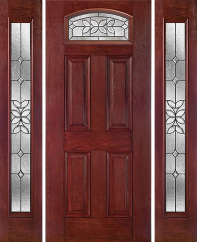 WDMA 54x80 Door (4ft6in by 6ft8in) Exterior Cherry Camber Top Single Entry Door Sidelights CD Glass 1