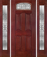 WDMA 54x80 Door (4ft6in by 6ft8in) Exterior Cherry Camber Top Single Entry Door Sidelights CD Glass 1