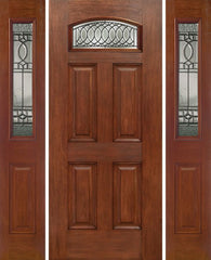 WDMA 54x80 Door (4ft6in by 6ft8in) Exterior Mahogany Camber Top Single Entry Door Sidelights PS Glass 1