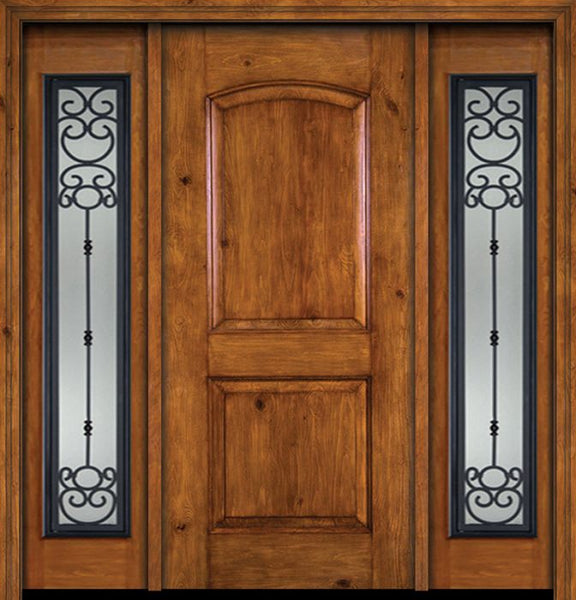 WDMA 54x80 Door (4ft6in by 6ft8in) Exterior Knotty Alder Alder Rustic Plain Panel Single Entry Door Sidelights Belle Meade Glass 1