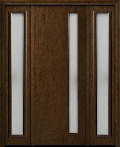 WDMA 54x96 Door (4ft6in by 8ft) Exterior Cherry 96in Contemporary One Vertical Lite Single Fiberglass Entry Door Sidelights 1