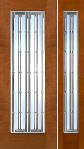 WDMA 54x96 Door (4ft6in by 8ft) Exterior Mahogany 2-1/4in Thick Contemporary Door Sidelight Art Glass 1