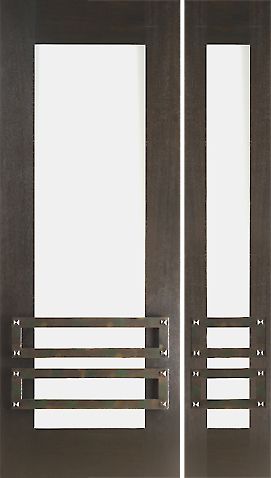 WDMA 54x96 Door (4ft6in by 8ft) Exterior Mahogany 2-1/4in Thick Door Sidelight Low-E Glass Iron Work 1