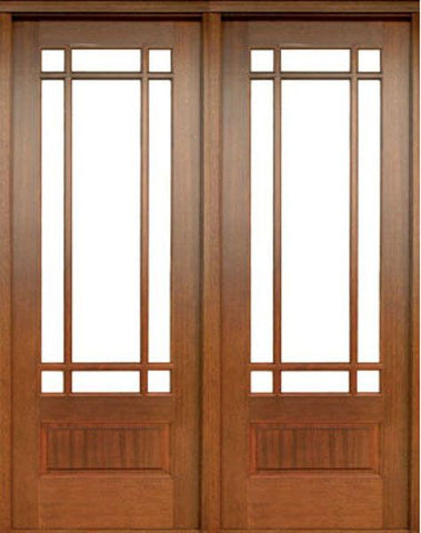 WDMA 56x80 Door (4ft8in by 6ft8in) Patio Mahogany Alexandria SDL 9 Lite Impact Double Door 1