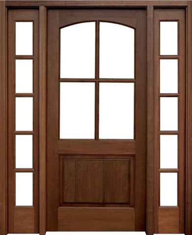 WDMA 56x80 Door (4ft8in by 6ft8in) Exterior Swing Mahogany Brentwood 4 Lite Single Door/2Sidelight 1