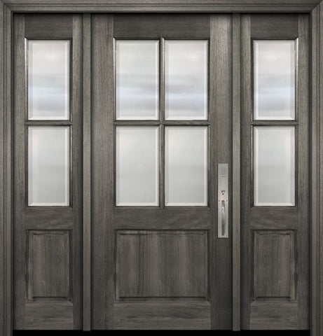 WDMA 56x80 Door (4ft8in by 6ft8in) Exterior Mahogany 80in 4 Lite TDL Large Panel DoorCraft Door /2side w/Bevel IG 1