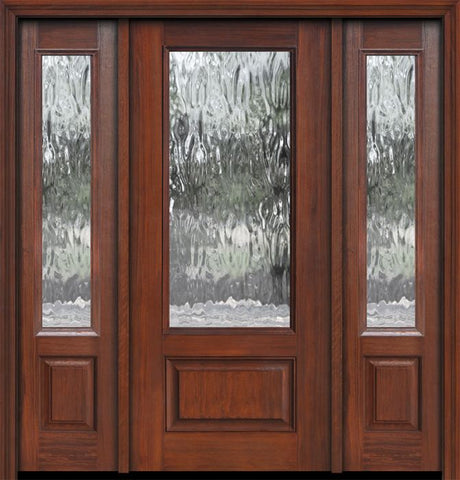 WDMA 56x80 Door (4ft8in by 6ft8in) French Cherry 80in 3/4 Lite Privacy Glass Door /2side 1