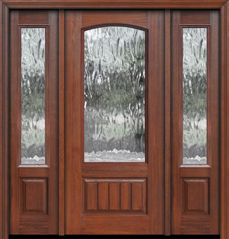 WDMA 56x80 Door (4ft8in by 6ft8in) Patio Cherry 80in 3/4 Arch Lite V-Grooved Panel Privacy Glass Door /2side 1