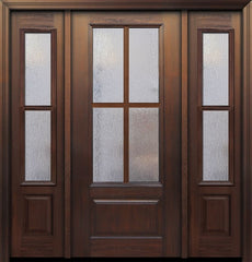 WDMA 56x80 Door (4ft8in by 6ft8in) Exterior Cherry 80in 3/4 Lite 1 Panel 4 Lite SDL Door /2side 1