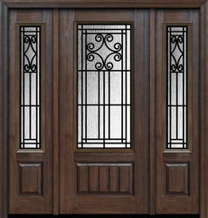 WDMA 56x80 Door (4ft8in by 6ft8in) Exterior Cherry 80in 1 Panel 3/4 Lite Novara / Walnut Door /2side 1