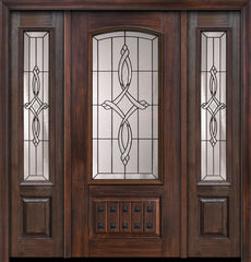 WDMA 56x80 Door (4ft8in by 6ft8in) Exterior Cherry 80in 1 Panel 3/4 Arch Lite Marsais / Walnut Door /2side 1