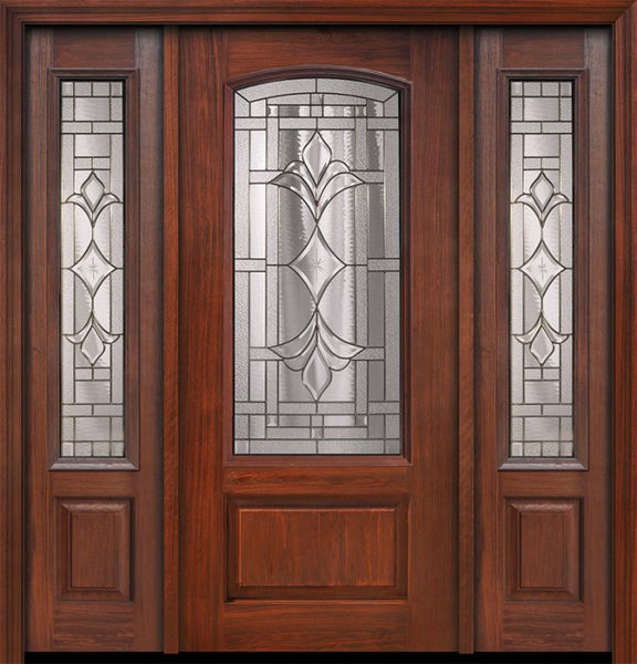 WDMA 56x80 Door (4ft8in by 6ft8in) Exterior Cherry 80in 1 Panel 3/4 Arch Lite Marsala / Walnut Door /2side 1