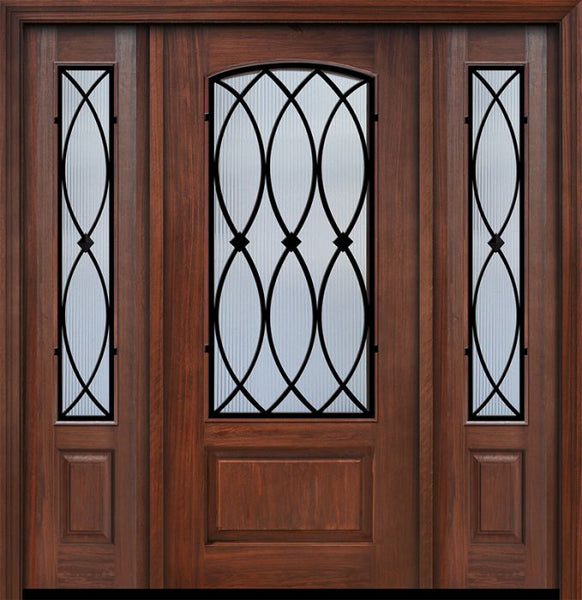 WDMA 56x80 Door (4ft8in by 6ft8in) Exterior Cherry 80in 1 Panel 3/4 Arch Lite La Salle Door /2side 1