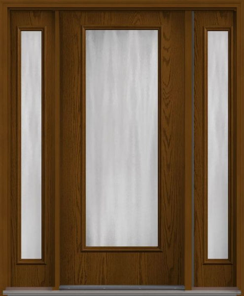 WDMA 56x80 Door (4ft8in by 6ft8in) French Oak Chinchilla Full Lite Flush Fiberglass Exterior Door 2 Sides HVHZ Impact 1