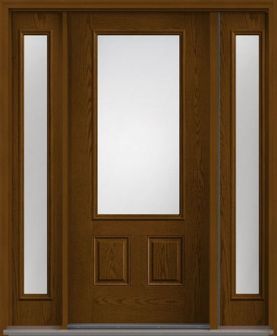 WDMA 56x80 Door (4ft8in by 6ft8in) Exterior Oak Low-E 3/4 Lite 2 Panel Fiberglass Door 2 Sides HVHZ Impact 1