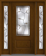 WDMA 56x80 Door (4ft8in by 6ft8in) Exterior Oak Avonlea 3/4 Lite 1 Panel Fiberglass Door 2 Sides HVHZ Impact 1