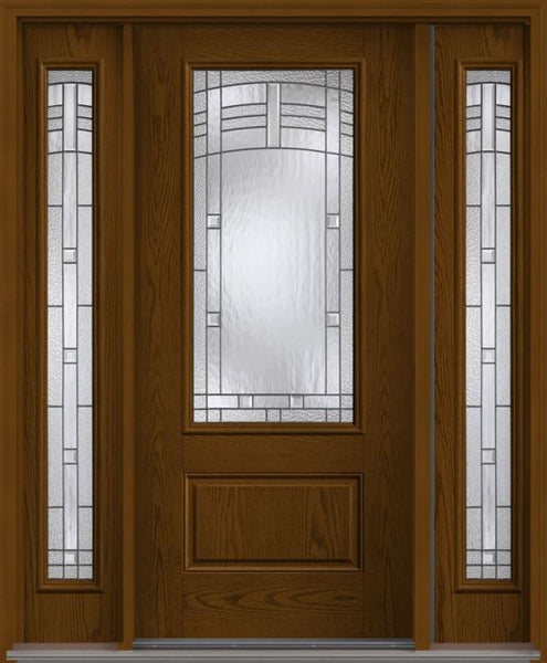 WDMA 56x80 Door (4ft8in by 6ft8in) Exterior Oak Maple Park 3/4 Lite 1 Panel Fiberglass Door 2 Sides HVHZ Impact 1