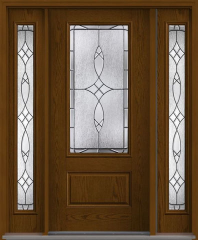 WDMA 56x80 Door (4ft8in by 6ft8in) Exterior Oak Blackstone 3/4 Lite 1 Panel Fiberglass Door 2 Sides HVHZ Impact 1