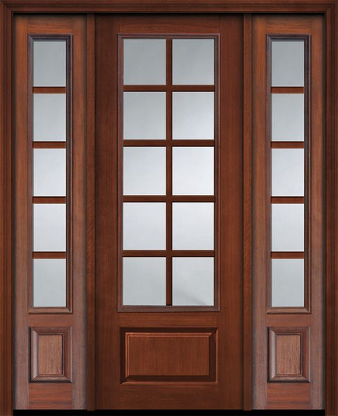 WDMA 56x96 Door (4ft8in by 8ft) French Cherry IMPACT | 96in 3/4 Lite 1 Panel 10 Lite SDL Door /2side 1