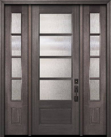 WDMA 56x96 Door (4ft8in by 8ft) Exterior Mahogany 96in 3/4 Lite 4 Lite Horizontal SDL DoorCraft Door /2side 1