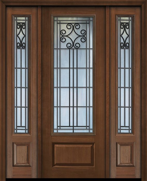 WDMA 56x96 Door (4ft8in by 8ft) Exterior Cherry 96in 1 Panel 3/4 Lite Novara / Walnut Door /2side 1