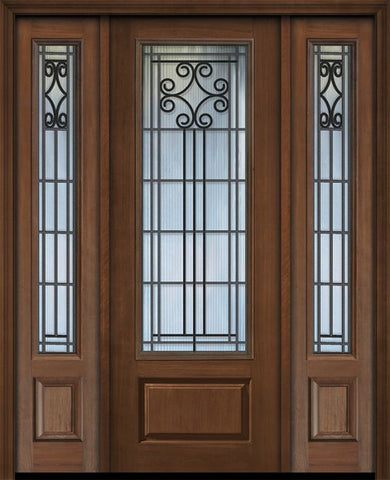 WDMA 56x96 Door (4ft8in by 8ft) Exterior Cherry 96in 1 Panel 3/4 Lite Novara / Walnut Door /2side 1