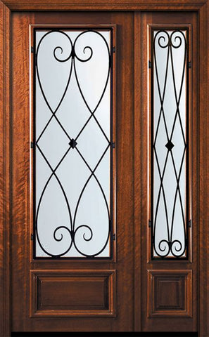 WDMA 56x96 Door (4ft8in by 8ft) Exterior Mahogany 42in x 96in 3/4 Lite Charleston Door /1side 1