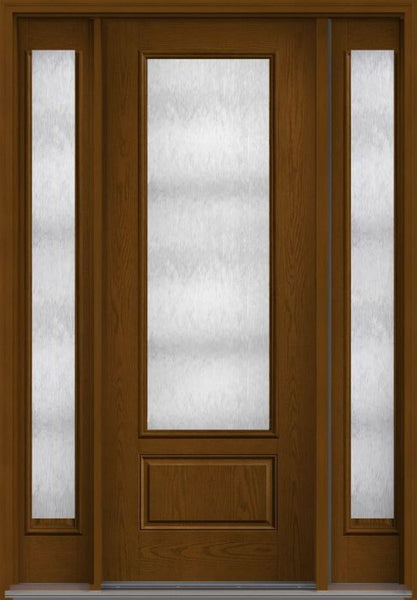 WDMA 56x96 Door (4ft8in by 8ft) Patio Oak Chord 8ft 3/4 Lite 1 Panel Fiberglass Exterior Door 2 Sides HVHZ Impact 1