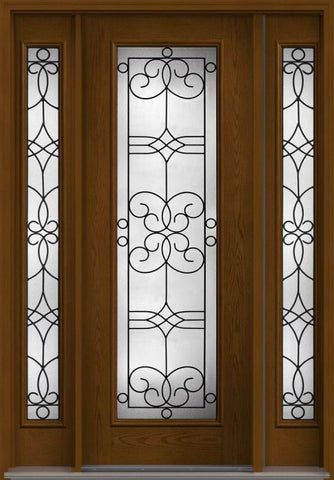 WDMA 56x96 Door (4ft8in by 8ft) Exterior Oak Salinas 8ft Full Lite W/ Stile Lines Fiberglass Door 2 Sides HVHZ Impact 1