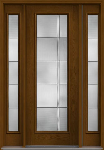 WDMA 56x96 Door (4ft8in by 8ft) Exterior Oak Axis 8ft Full Lite W/ Stile Lines Fiberglass Door 2 Sides HVHZ Impact 1