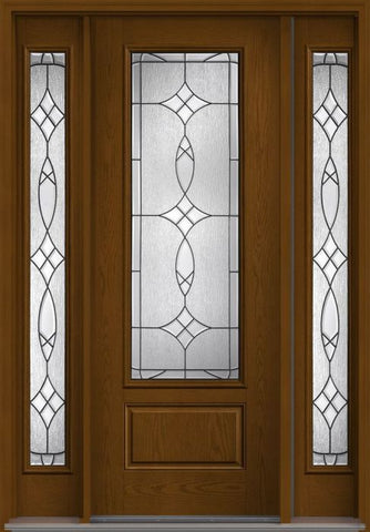 WDMA 56x96 Door (4ft8in by 8ft) Exterior Oak Blackstone 8ft 3/4 Lite 1 Panel Fiberglass Door 2 Sides HVHZ Impact 1