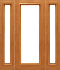 WDMA 58x80 Door (4ft10in by 6ft8in) Patio Mahogany 1-lite-R/M Brazilian Wood IG Glass Sidelights Door 1
