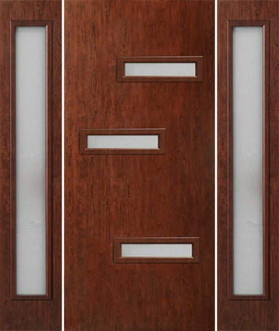 WDMA 58x80 Door (4ft10in by 6ft8in) Exterior Cherry Contemporary Modern 3 Lite Single Entry Door Sidelights FC552 1