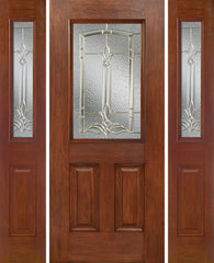 WDMA 58x80 Door (4ft10in by 6ft8in) Exterior Mahogany Half Lite 2 Panel Single Entry Door Sidelights BT Glass 1
