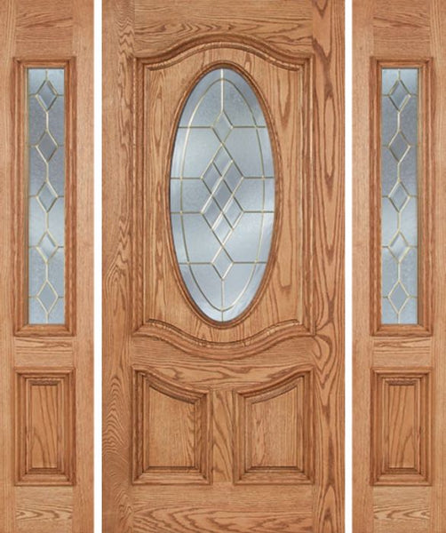 WDMA 58x80 Door (4ft10in by 6ft8in) Exterior Oak Dally Single Door/2side w/ A Glass - 6ft8in Tall 1