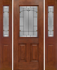 WDMA 58x80 Door (4ft10in by 6ft8in) Exterior Mahogany Half Lite 2 Panel Single Entry Door Sidelights TP Glass 1