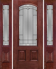 WDMA 58x80 Door (4ft10in by 6ft8in) Exterior Cherry Camber 3/4 Lite Two Panel Single Entry Door Sidelights TP Glass 1