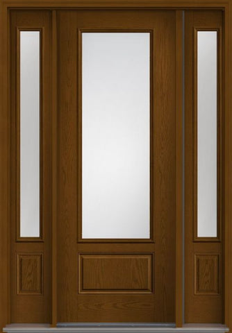 WDMA 58x96 Door (4ft10in by 8ft) Exterior Oak Clear 8ft 3/4 Lite 1 Panel Fiberglass Door 2 Sides 1