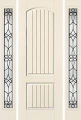 WDMA 58x96 Door (4ft10in by 8ft) Exterior Smooth 8ft 2 Panel Plank Soft Arch Star Door 2 Sides Salinas Full Lite Flush 1