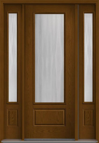 WDMA 58x96 Door (4ft10in by 8ft) Exterior Oak Chinchilla 8ft 3/4 Lite 1 Panel Fiberglass Door 2 Sides 1