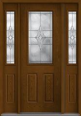 WDMA 58x96 Door (4ft10in by 8ft) Exterior Oak Wellesley 8ft Half Lite 2 Panel Fiberglass Door 2 Sides 2