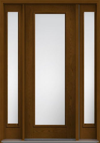 WDMA 58x96 Door (4ft10in by 8ft) Patio Oak Clear 8ft Full Lite W/ Stile Lines Fiberglass Exterior Door 2 Sides 1