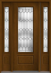 WDMA 58x96 Door (4ft10in by 8ft) Exterior Oak Crystalline 8ft 3/4 Lite 1 Panel Fiberglass Door 2 Sides 1