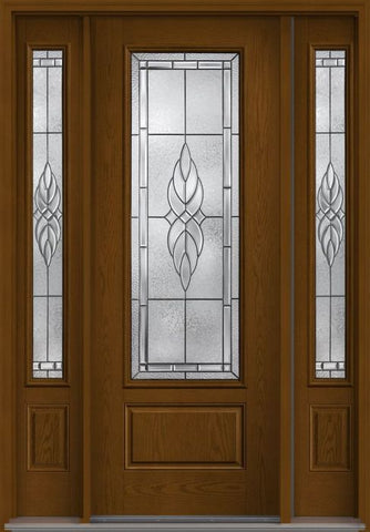 WDMA 58x96 Door (4ft10in by 8ft) Exterior Oak Kensington 8ft 3/4 Lite 1 Panel Fiberglass Door 2 Sides 1