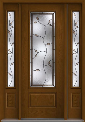 WDMA 58x96 Door (4ft10in by 8ft) Exterior Oak Avonlea 8ft 3/4 Lite 1 Panel Fiberglass Door 2 Sides 1