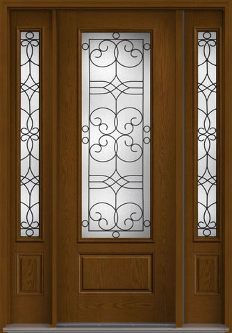 WDMA 58x96 Door (4ft10in by 8ft) Exterior Oak Salinas 8ft 3/4 Lite 1 Panel Fiberglass Door 2 Sides 1