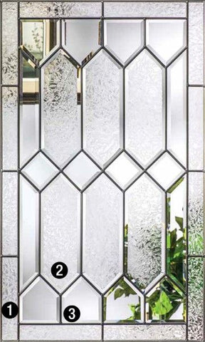 WDMA 58x96 Door (4ft10in by 8ft) Exterior Oak Crystalline 8ft Half Lite 2 Panel Fiberglass Door 2 Sides 2