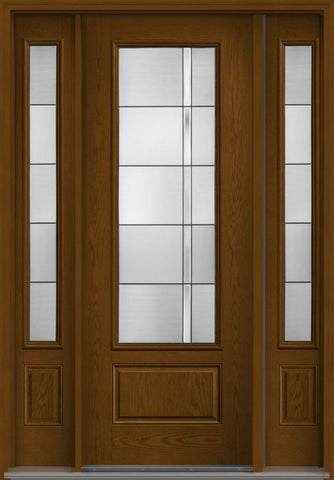 WDMA 58x96 Door (4ft10in by 8ft) Exterior Oak Axis 8ft 3/4 Lite 1 Panel Fiberglass Door 2 Sides 1