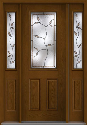 WDMA 58x96 Door (4ft10in by 8ft) Exterior Oak Avonlea 8ft Half Lite 2 Panel Fiberglass Door 2 Sides 1